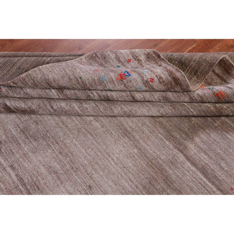Hand Knotted Oriental 100% Wool Carpet Tribal Animal Pictorial Brown Gabbeh Area Rug - 11' 9'' X 8' 10''