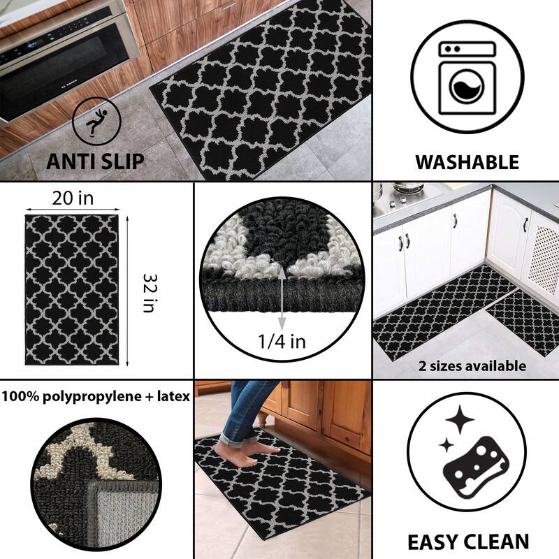 Wool Effect Arabesque Kitchen Mat