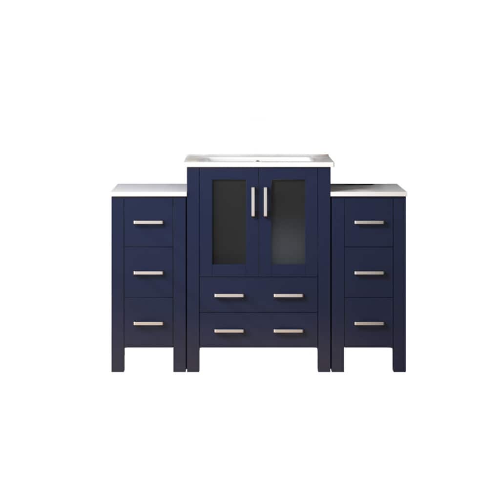 Volez Bath Vanity with Side Cabinets, Ceramic Top & Sink