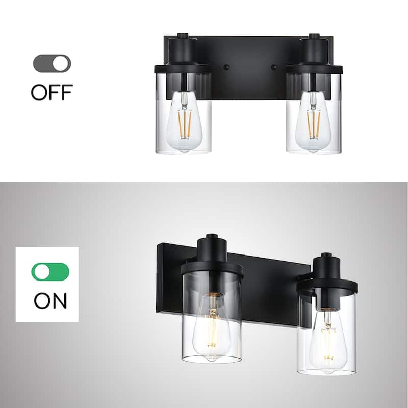 2 Light Bathroom Vanity Lighting with Clear Glass Shade
