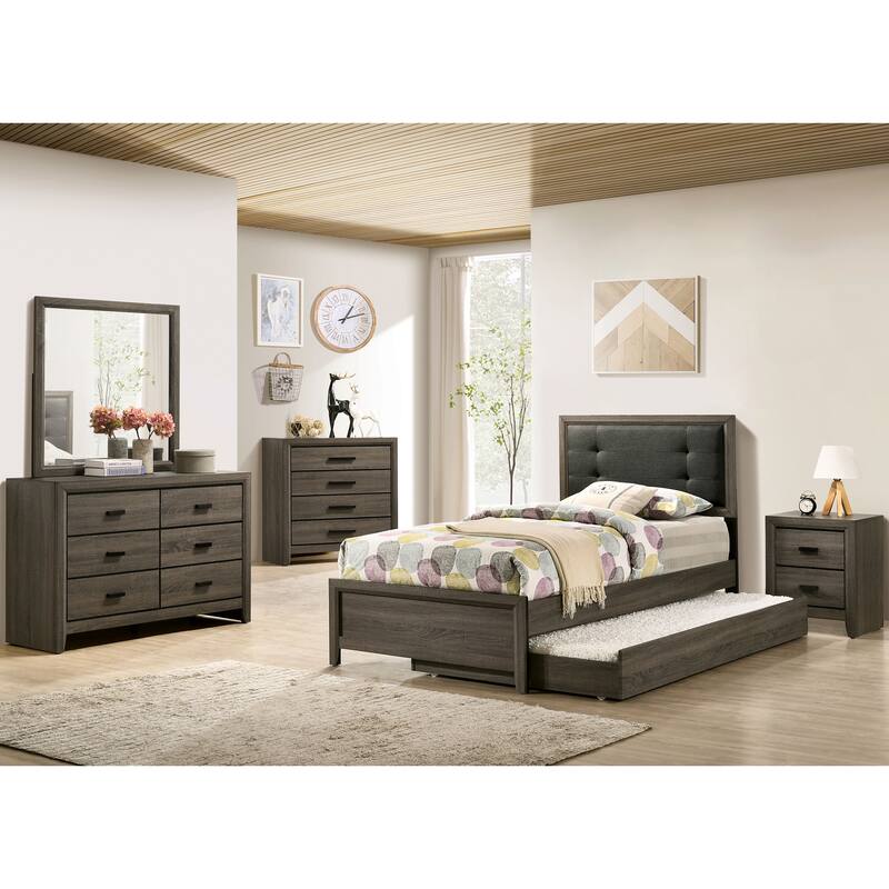 Aury Transitional Grey 2-piece 6-Drawer Dresser and Mirror Set by Furniture of America