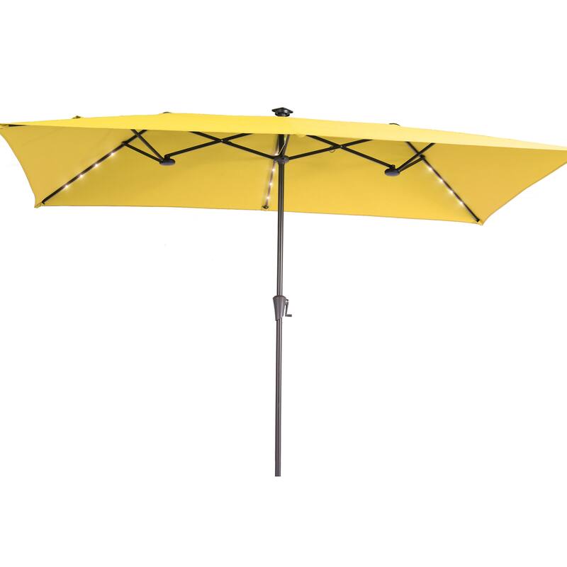 BONOSUKI 11x7/10x6.5ft Solar LED Double-Sided Patio Umbrella with Large Canopy Outdoor Table Umbrella