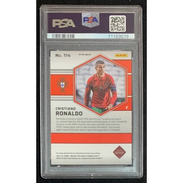 Cristiano Ronaldo 2021-22 Panini Reactive Red Mosaic World Cup Card #114 PSA 10 - 8'6" x 11'6"