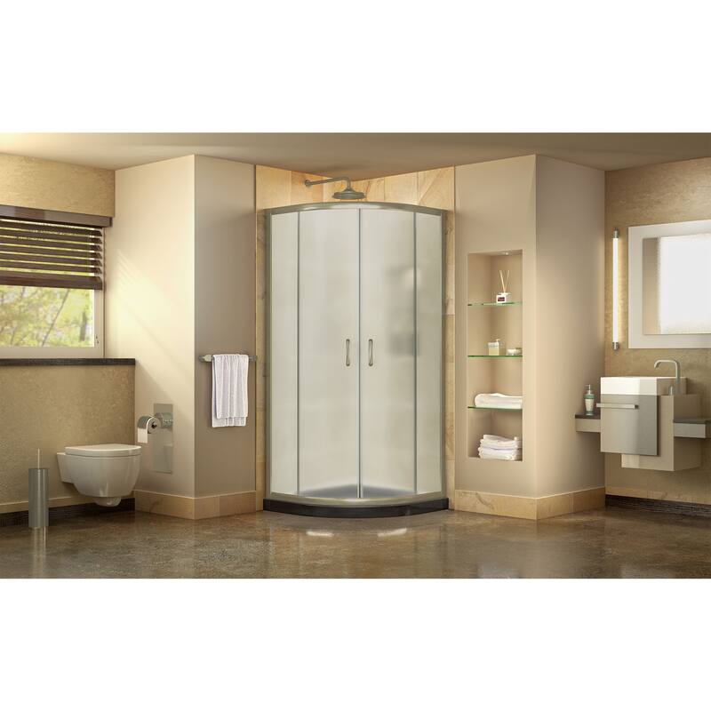 DreamLine Prime 38 in. x 38 in. x 74 3/4 in. Sliding Shower Enclosure and Shower Base Kit - 38" x 38"