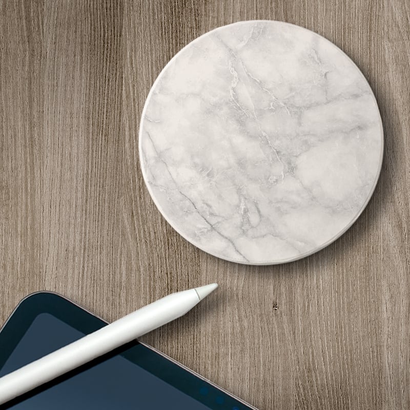 Absorbent Stone Beverage Coasters - Set of 4 - White Marble - Multi-178