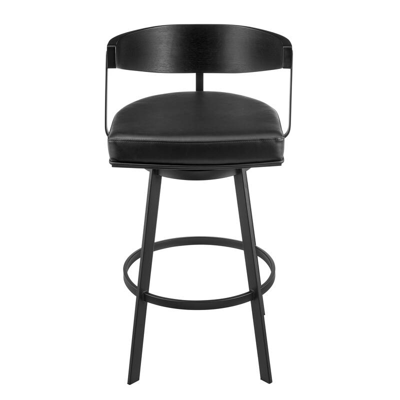 Lacey Mid-Century Swivel Bar Stool, Upholstered Counter Height Chair with Iron Frame