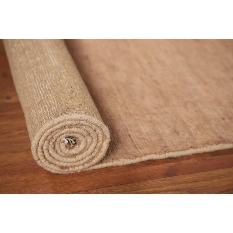 Light Brown Gabbeh Oriental Runner Rug Handmade Wool Carpet - 3'3"x 12'6"