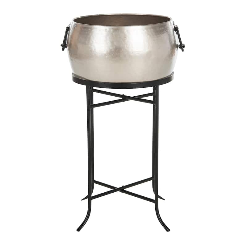 SAFAVIEH Violanthi Pewter/Black Plant Stand - 16.5" W x 16.5" D x 30" H - 17Wx17Dx30H