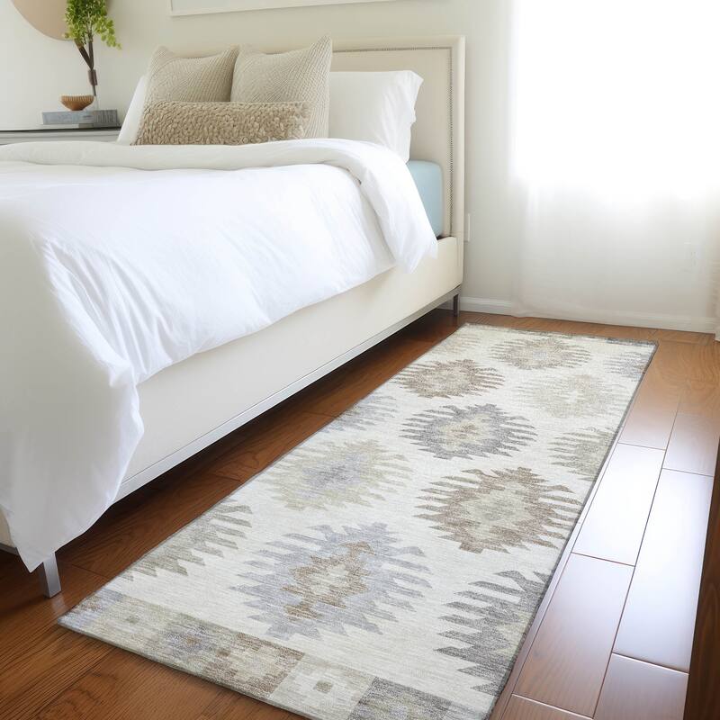 Premium Washable Super Soft Southwest Global Mayfield Rug - Ivory - 2'3" x 7'6"