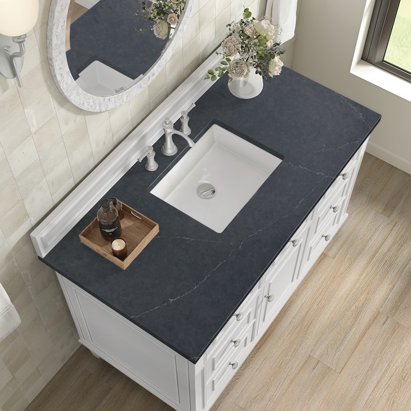 James Martin Vanities Lorelai 48" Single Vanity, Bright White - Charcoal Soapstone