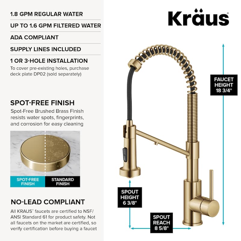 Kraus Bolden 2-Function 1-Handle Commercial Pulldown Kitchen Faucet