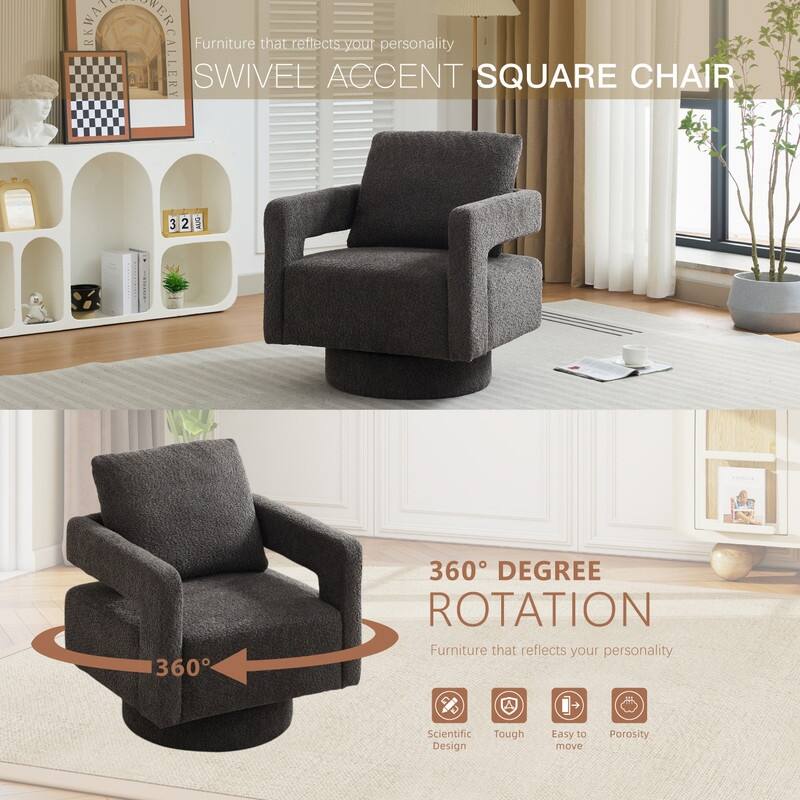 360 Degree Swivel Accent Chair with Open Back for Living Room