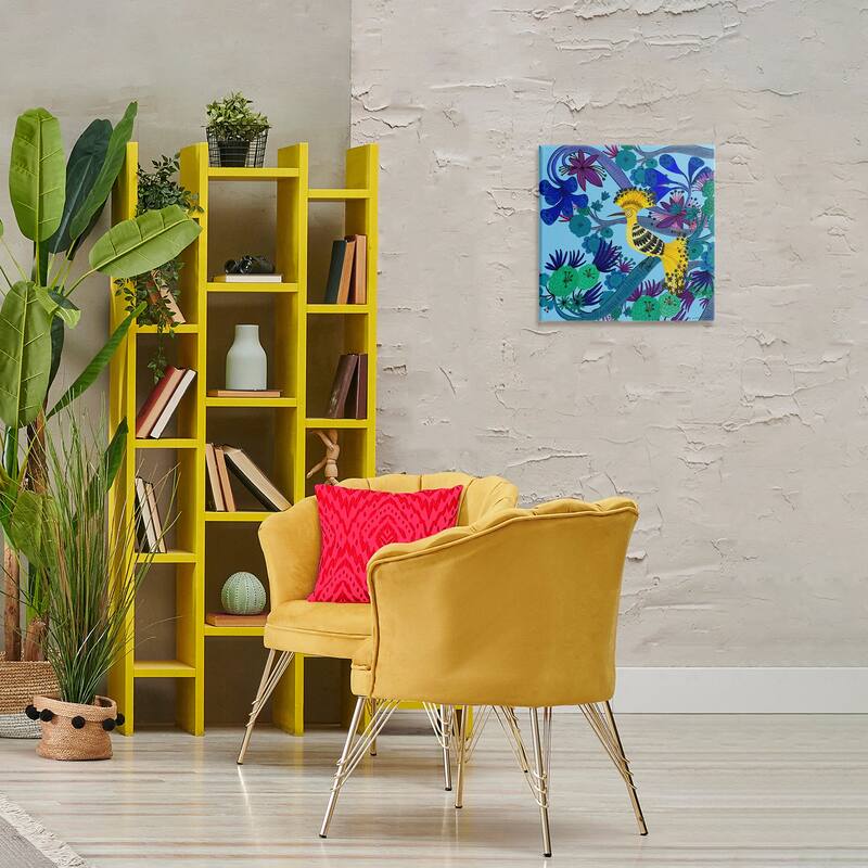 Stupell Whimsical Yellow Bird & Flowers Canvas Wall Art Design By Kay Widdowson