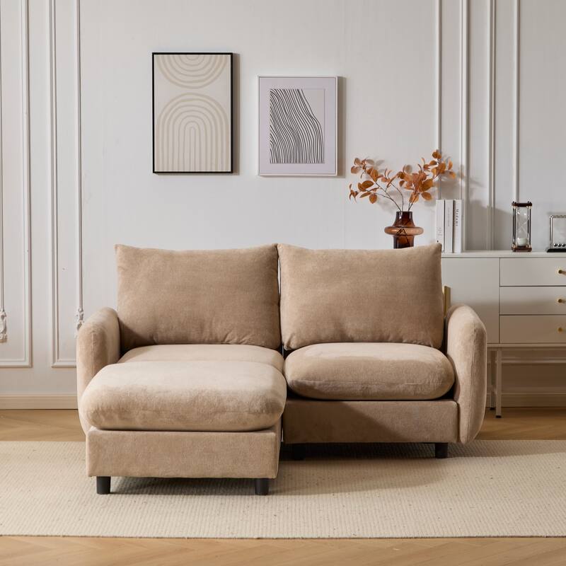 Christopher Knight Home - Lyn Modern 2-Seater Modular Upholstery Sectional Loveseat Sofa with Ottoman