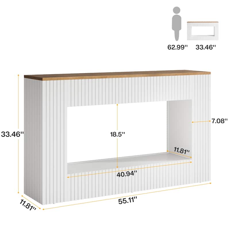 55-Inch Modern Console Table with Storage, 2-Tier Narrow Long Sofa Table Behind Couch Table for Entryway