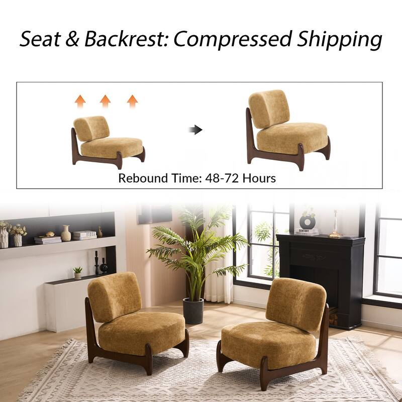 30"W Mid-Century Modern Accent Chair with Solid Wood Frame, Boucle Comfy Living Room Chair for Bedroom Lounge Reading Room