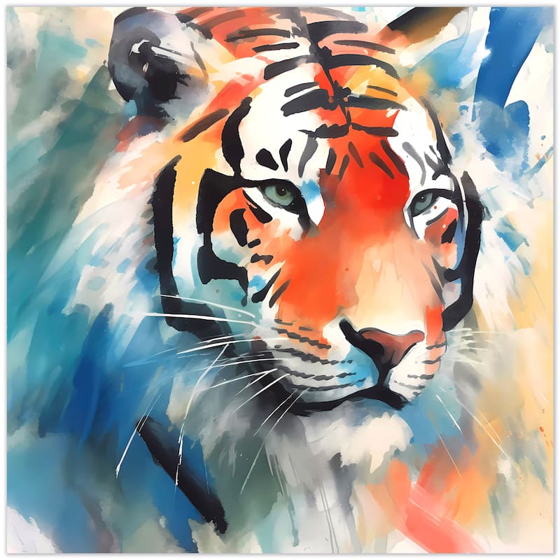 Empire Art Direct Regal Strength II Tiger Printed Tempered Glass Wall Art - Multi-Color
