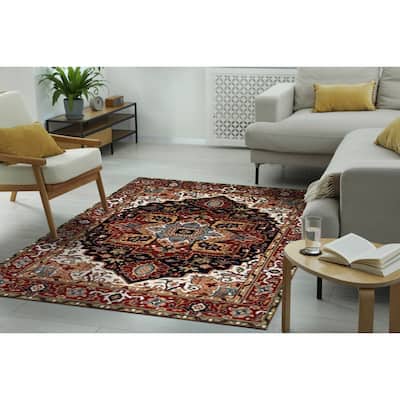 Handknotted Wool NAVY Heriz Serapi Pearl Collection Rug