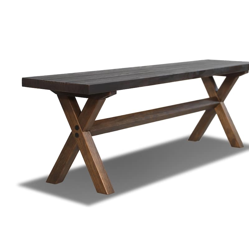 Cascais Solid Wood Bench with Trestle Base