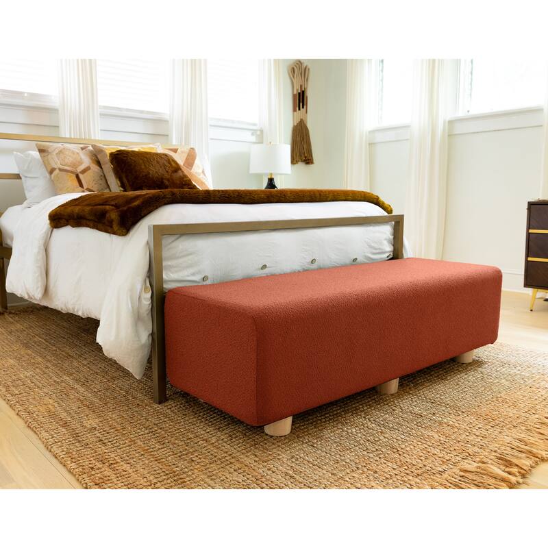 Jaxx Caya 4-in-1 Large Bed Bench, Giant Ottoman, Dining Bench, and Yoga and Massage Platform, King, Boucle - Terra Cotta