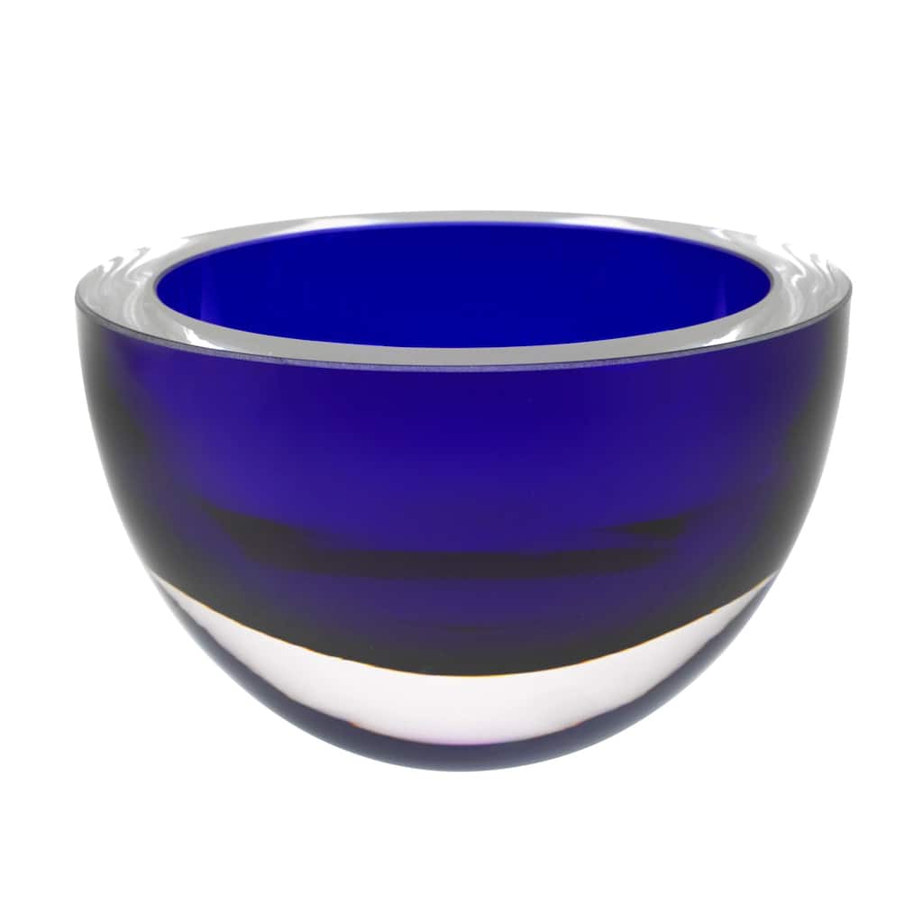 HomeRoots 6" Mouth Blown European Made Lead Free Cobalt Crystal Bowl