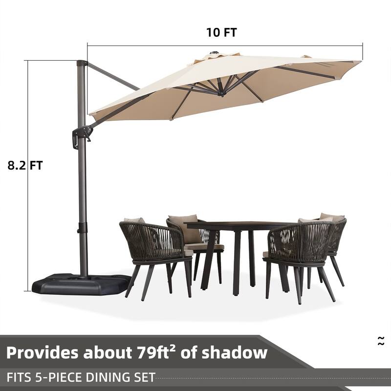 PURPLE LEAF 10 ft 360 Degree Rotation Patio Umbrella With Base