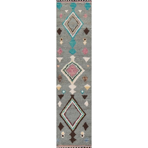 Tribal Oriental Moroccan Staircase Runner Rug Hand-knotted Wool Carpet - 2'5" x 12'9"
