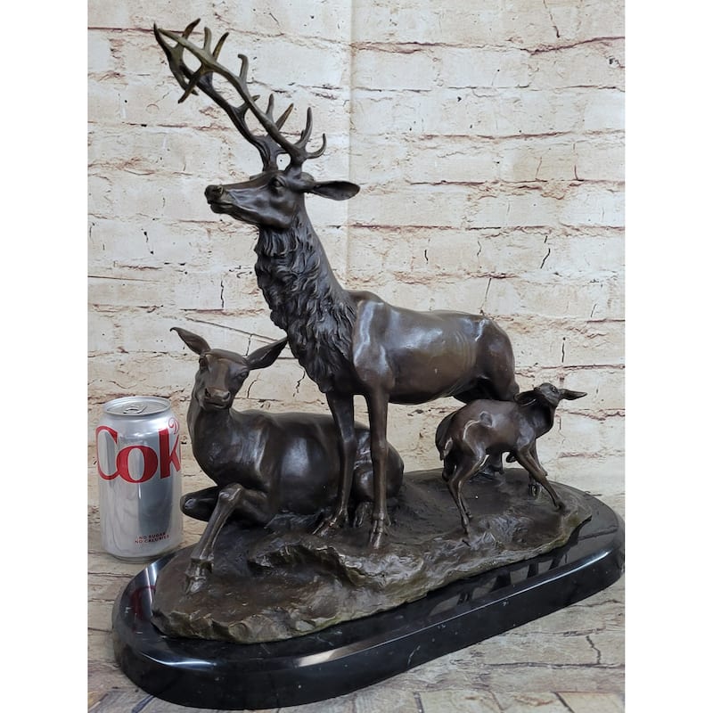 Bronze Marble Statue Elk Deer Caribou Buck Stag Lodge Sculpture Statue