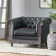 preview thumbnail 2 of 51, Castalia Chesterfield Tufted Club Chair by Christopher Knight Home - 39.00" L x 33.50" W x 28.00" H Midnight Black + Dark Brown