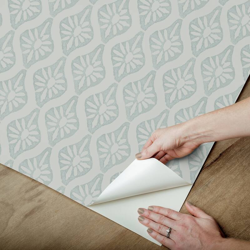 Chris Loves Julia x NuWallpaper Nova Mist Blue Peel and Stick Wallpaper