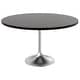 preview thumbnail 25 of 29, Verve 48" Modern Round Solid Wood Top Dining Table with Brushed Chrome Steel Pedestal Base for Kitchen & Dining Room Black