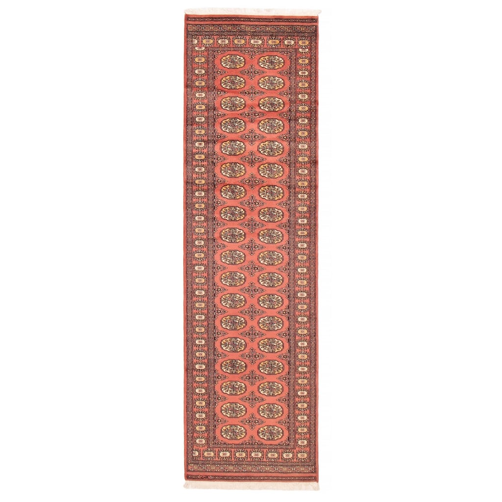 ECARPETGALLERY Hand-knotted Peshawar Bokhara Coral Wool Rug - 2'7 x 9'10