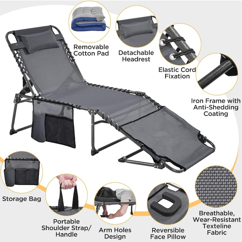 Yaheetech Outdoor Folding Tanning Chair with Removable Padded Cushion and Face Hole