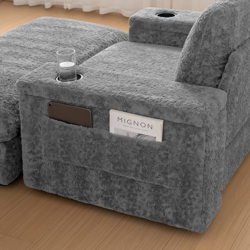 42" Oversized Chaise Lounge Indoor Sofa Bed with Storage Ottoman