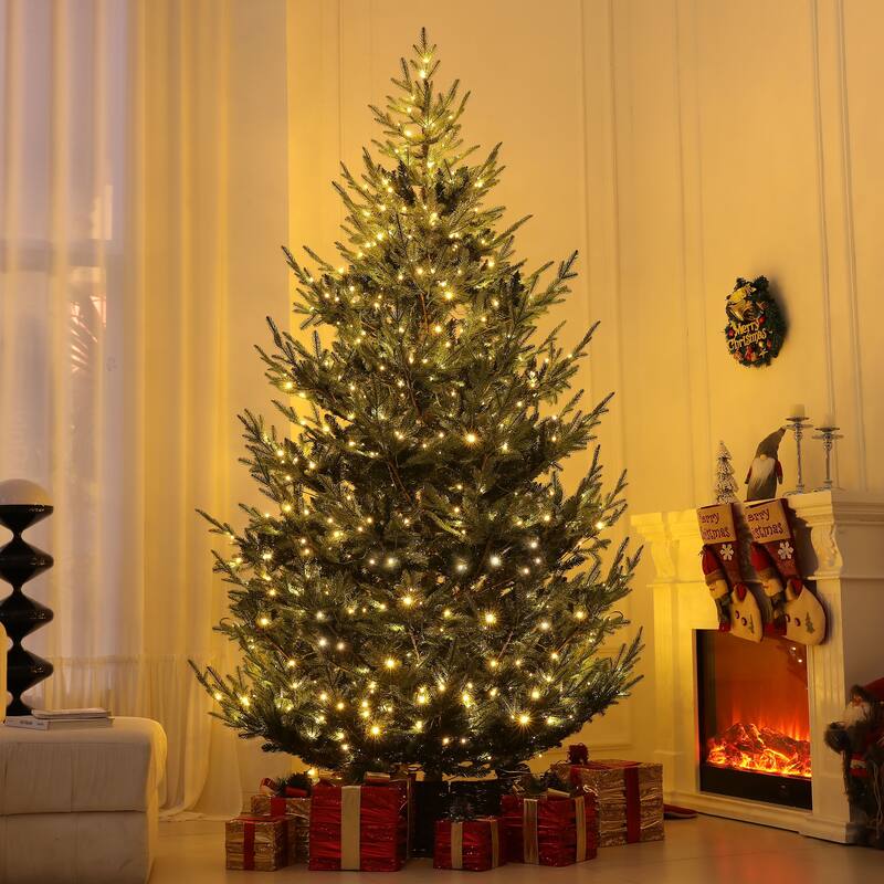 9FT Prelit Christmas Tree with Warm White & Multicolor LED Lights and 11 Light Modes