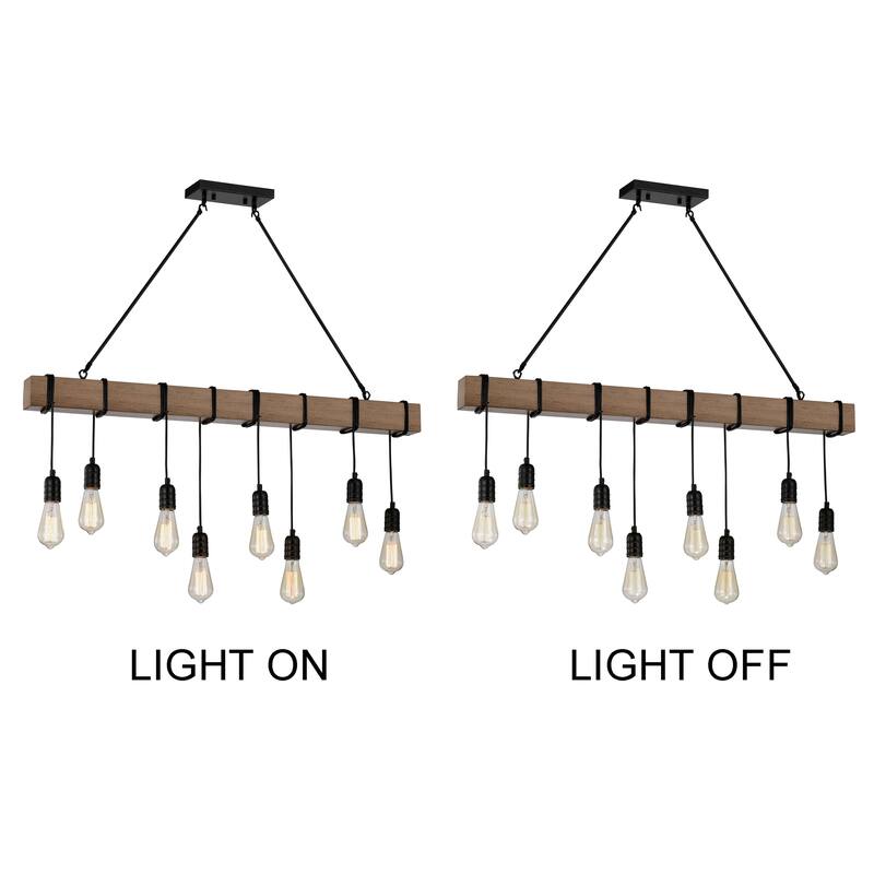 Irma 8-light Natural Wooden Beam Linear Chandelier