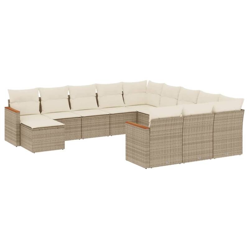 vidaXL Patio Sofa Set with Cushions Outdoor Conversation Furniture Poly Rattan