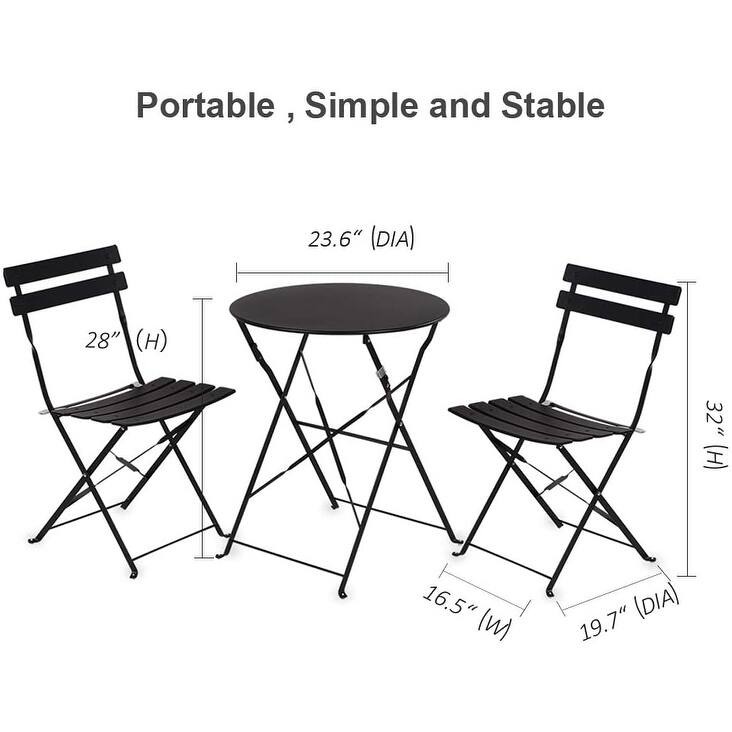 Clihome Outdoor 3 Piece Premium Steel Patio Bistro Set