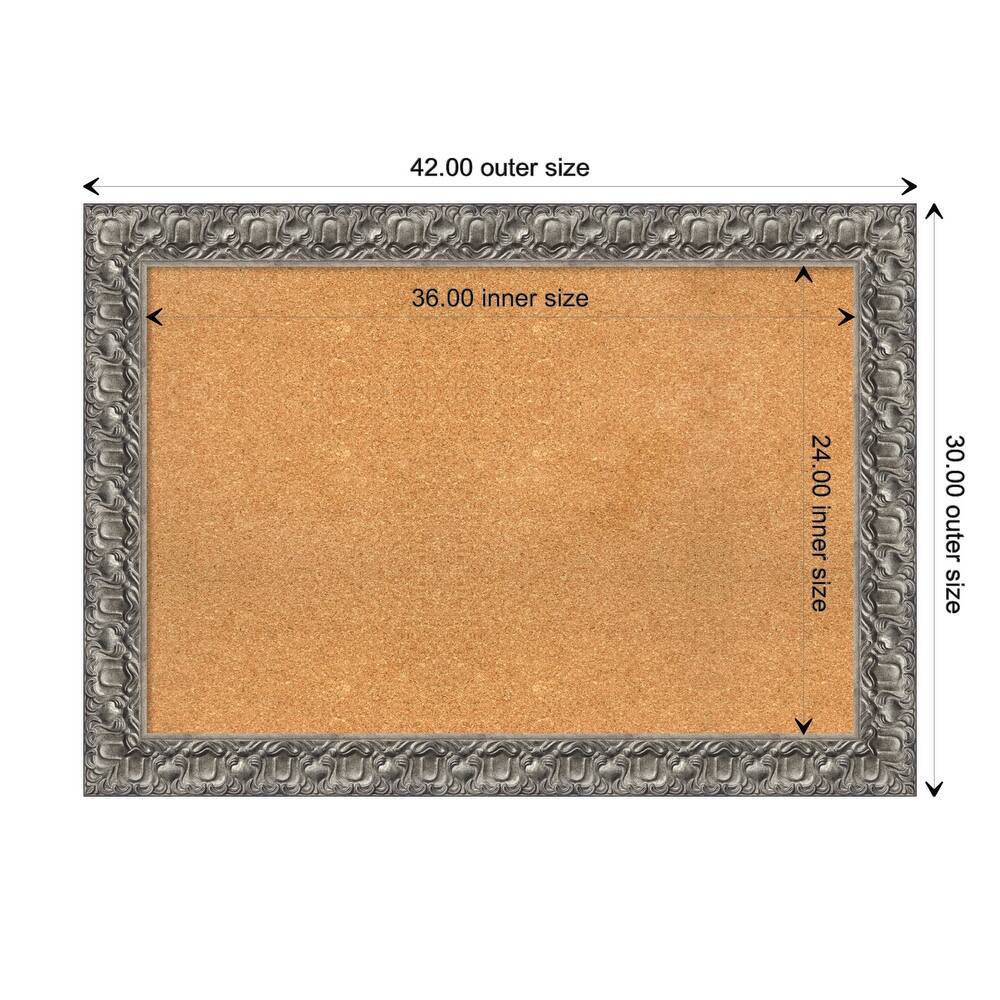 Silver Luxor Wood Framed Natural Corkboard Bulletin Board