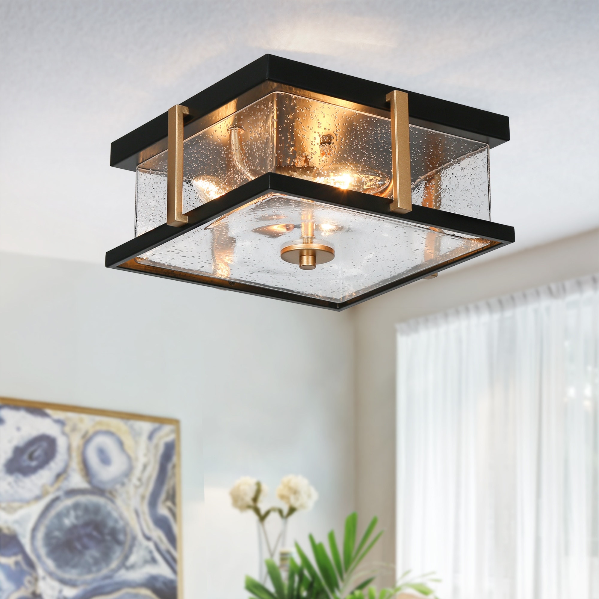 Large square flush mount ceiling light on sale