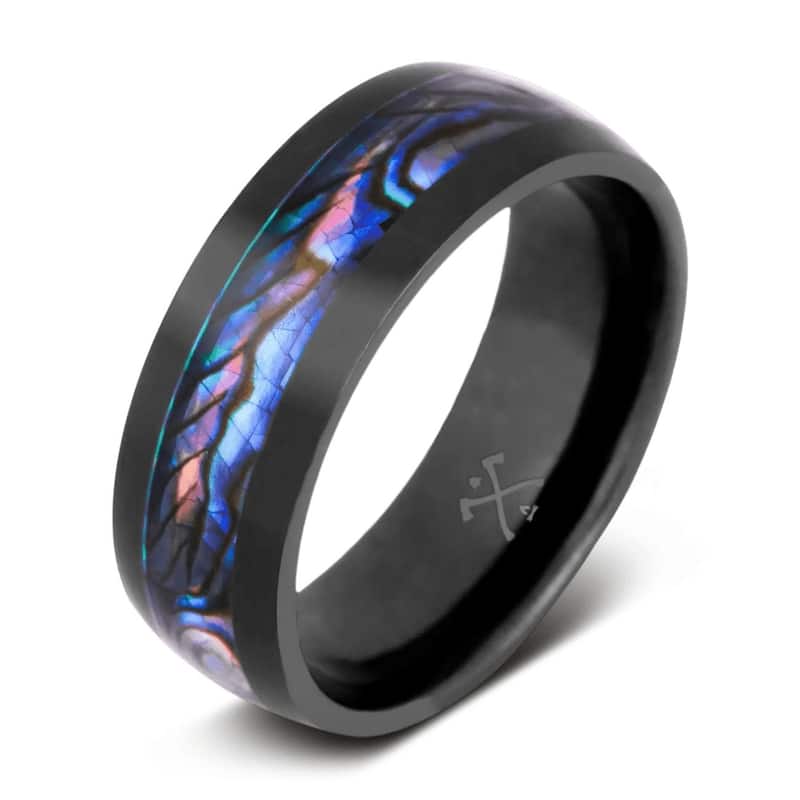 Manly Bands THE MARINER Black Zirconium with Inlay 8mm Satin Band