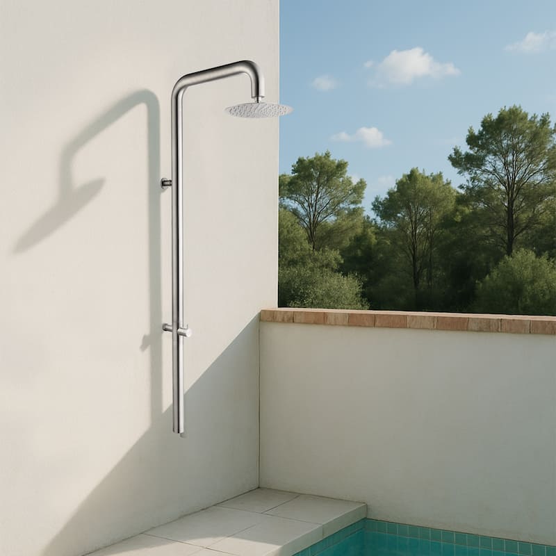 63"H 316 Stainless Steel Wall-Mounted Heavy-Duty Outdoor Shower