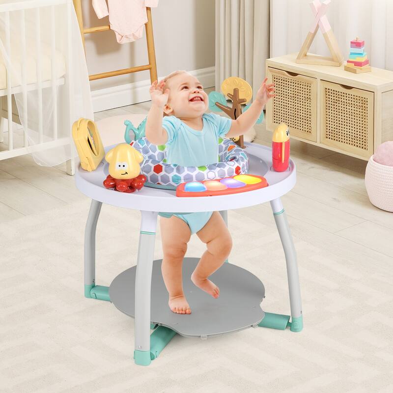 5-in-1 Baby Activity Center with Adjustable Height, Interactive Toys, Detachable Bounce Platform, and Study Desk for Kids