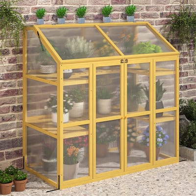 Wood Greenhouse Garden Shed for Plants, Keep Plant Warm Enough, Transparent Panels, Reinforced Stability