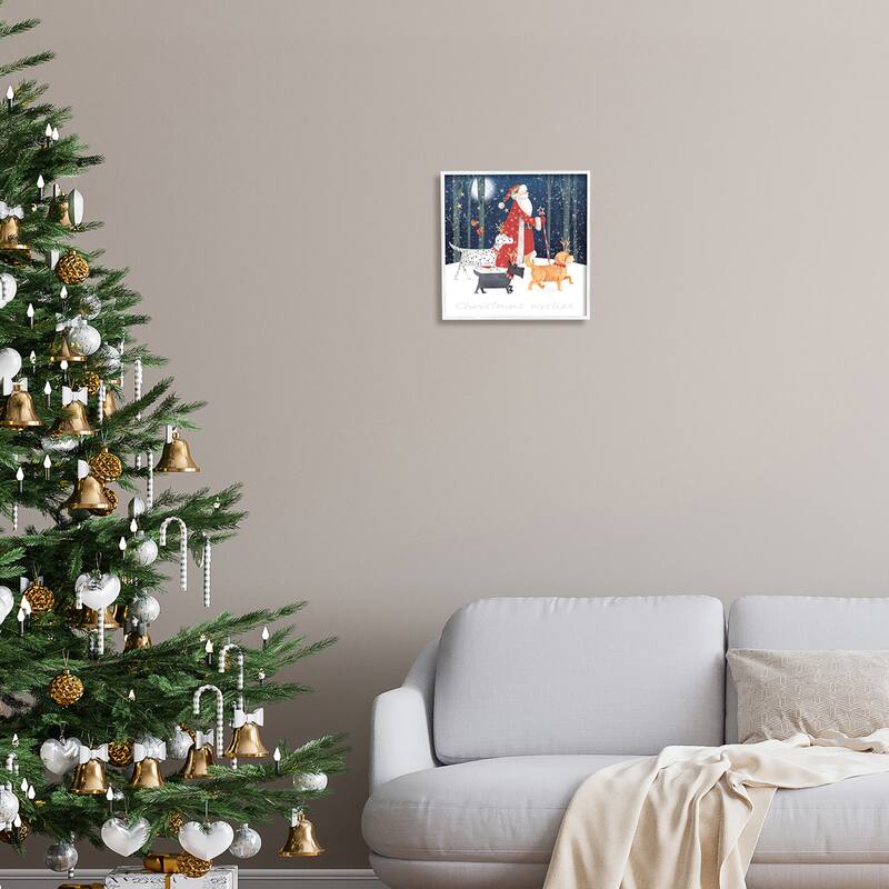 Stupell Cheery Christmas Night Santa & Dogs Snowy Scenery Framed Wall Art - Multi-Color