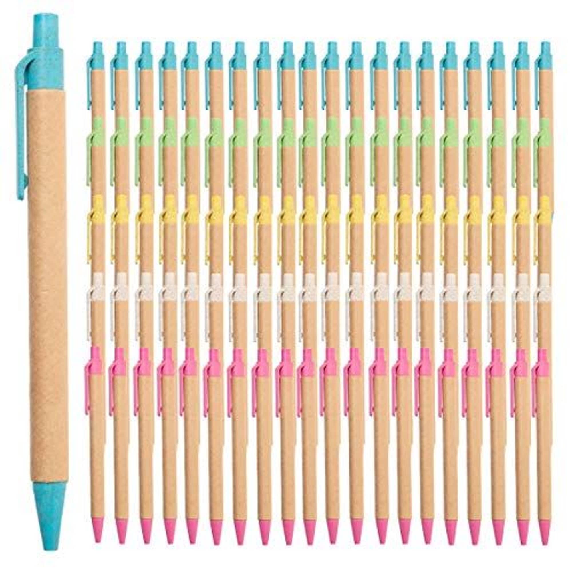 Paper Junkie 100 Pack Eco-Friendly Black Ink Retractable Pens, 1mm Medium Point, Great for Journaling