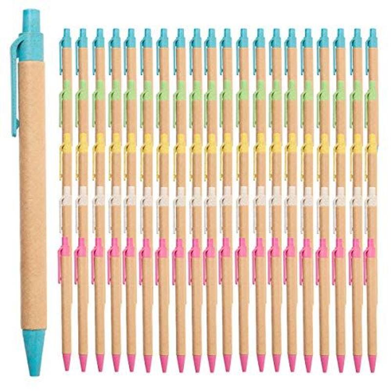 Paper Junkie 100 Pack Eco-Friendly Black Ink Retractable Pens, 1mm Medium Point, Great for Journaling