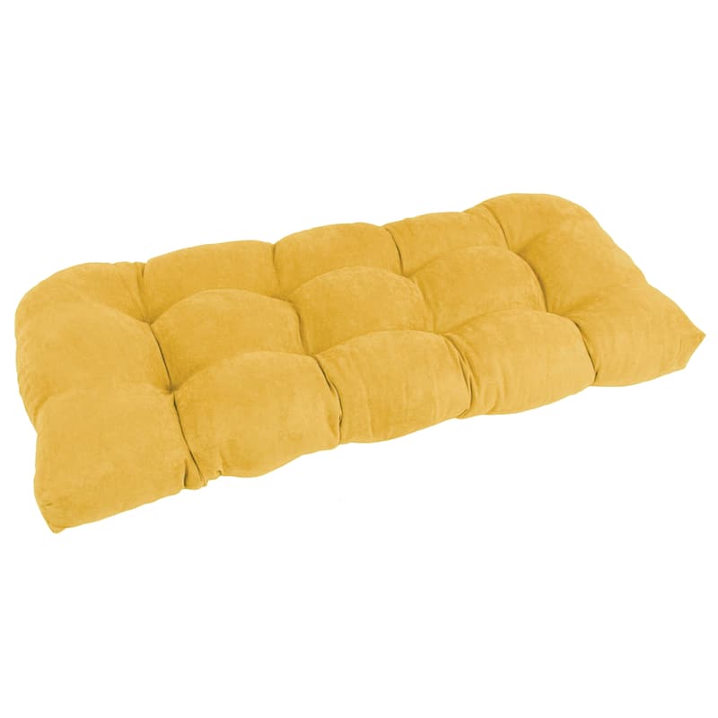 42-inch by 19-inch Rounded Back Microsuede Bench Cushion - 42 x 19 - Lemon