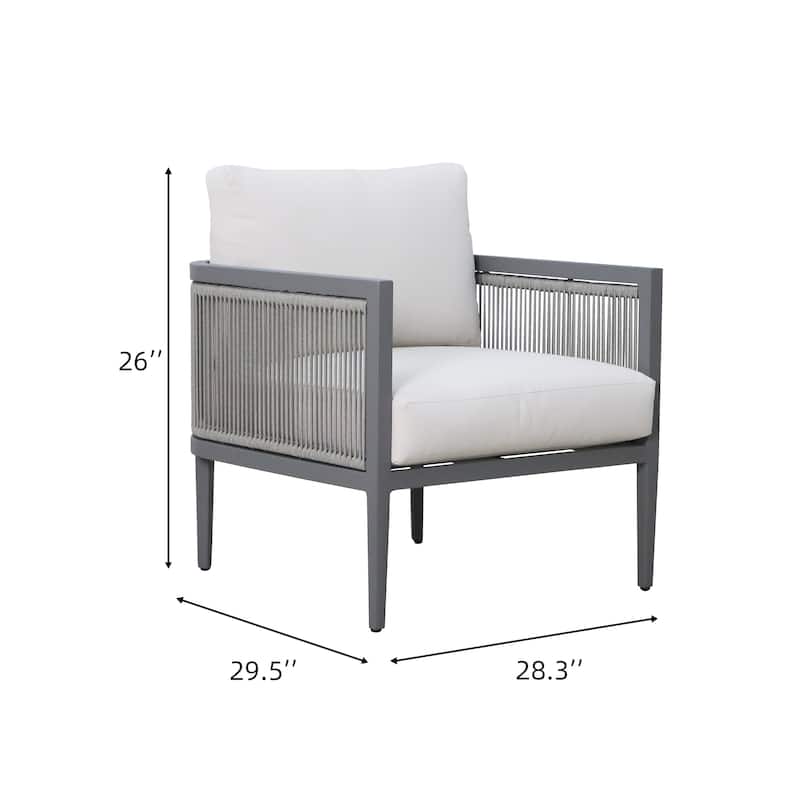 4-Piece Outdoor Patio Deep Seating Set with Gray Cushions