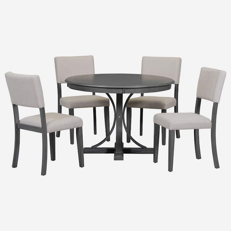 5-Piece Retro Round Dining Table Set